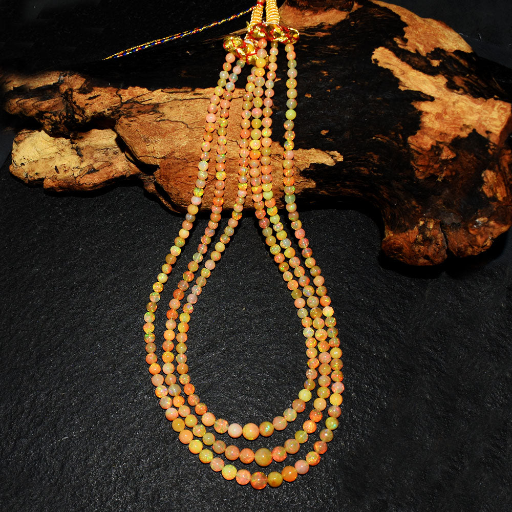 Mega Sale - 100% Dazzling 168.00 Cts Genuine Ethiopian Opal Beads Necklace