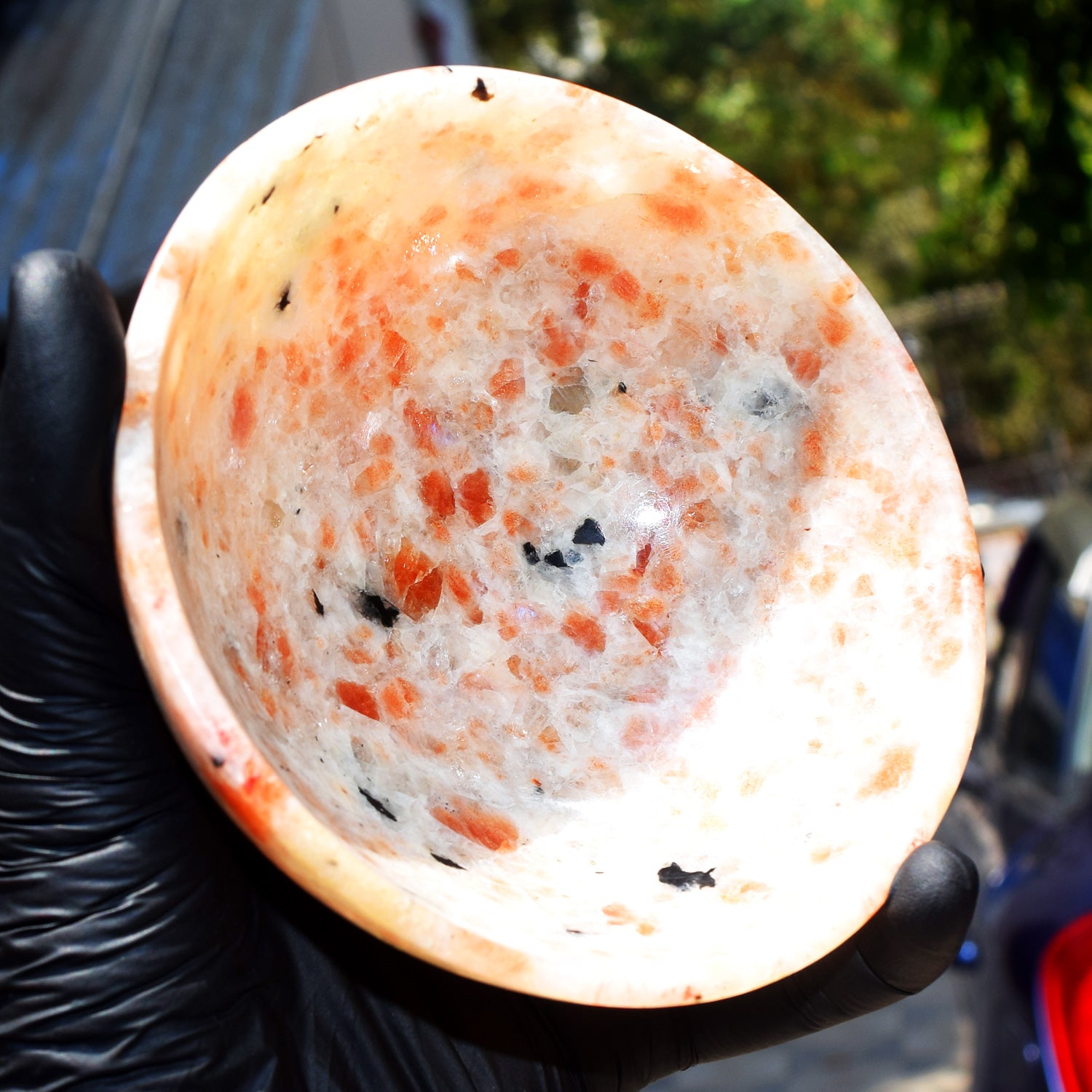 Miraculous 1525.00 Carats Genuine Sunstone Hand Carved Crystal Gemstone Carving Big Bowl