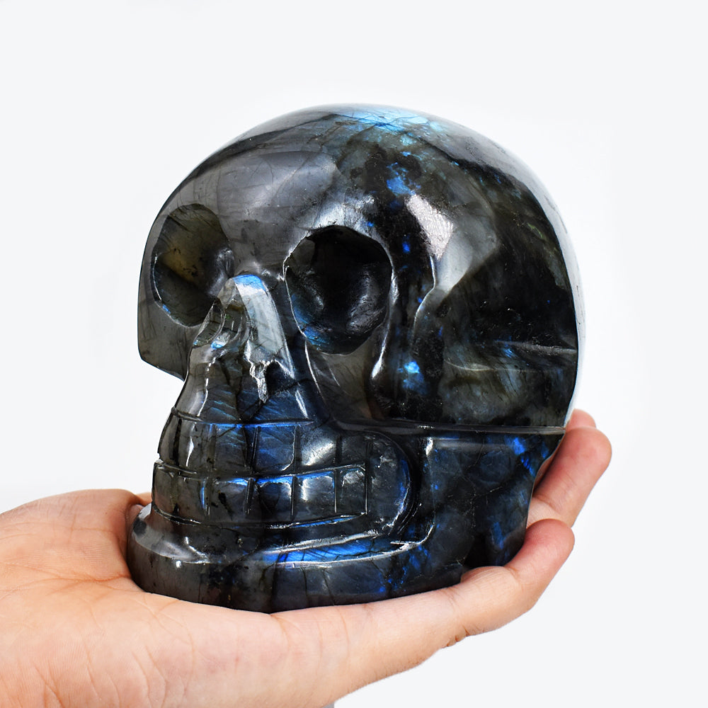 Artisian 7274.00 Cts Blue Flash Labradorite Hand Carved Crystal Gemstone Carving Skull
