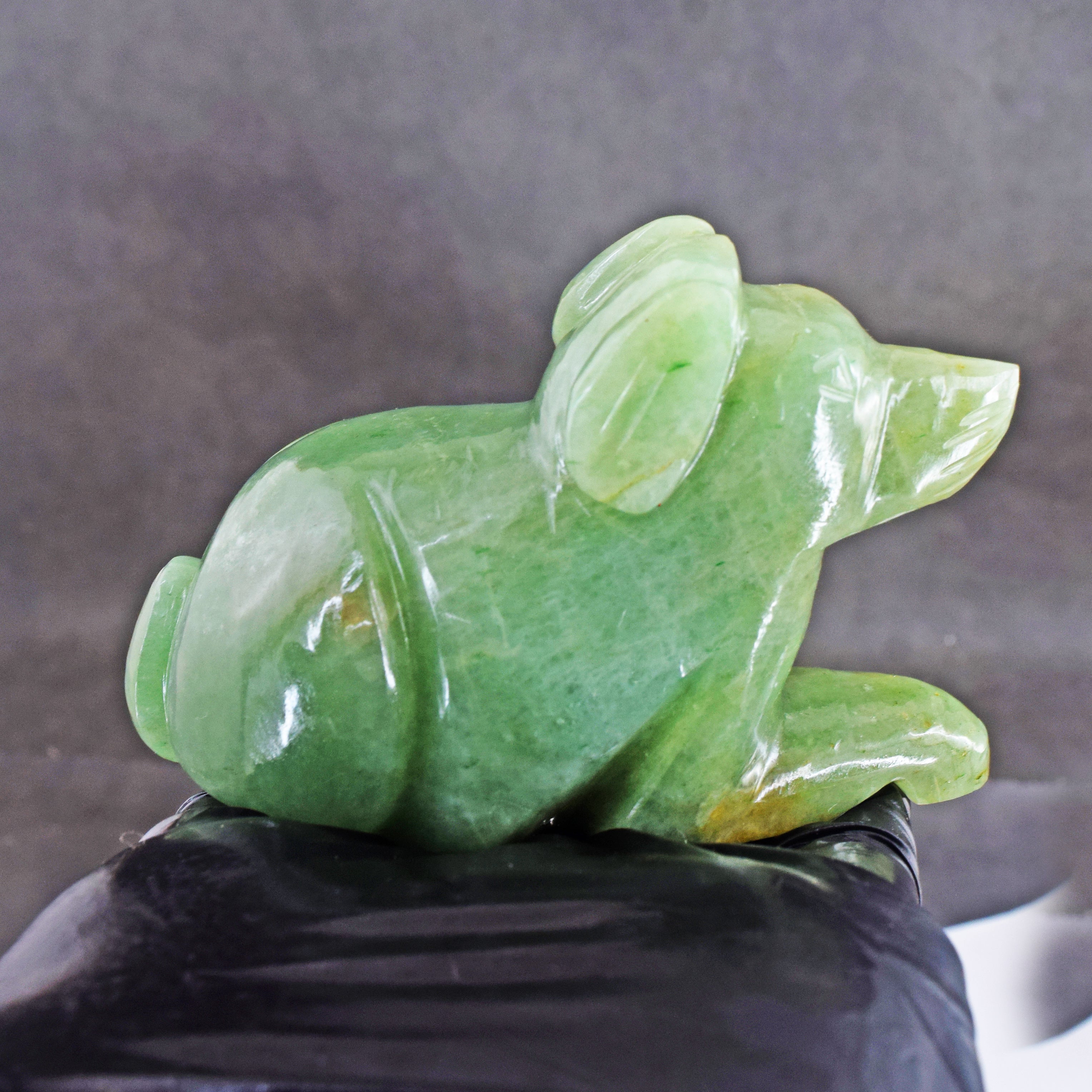 Amazing 189.00 Cts Genuine Green Aventurine Hand Carved Crystal Gemstone Dog Carving 2026 Collection