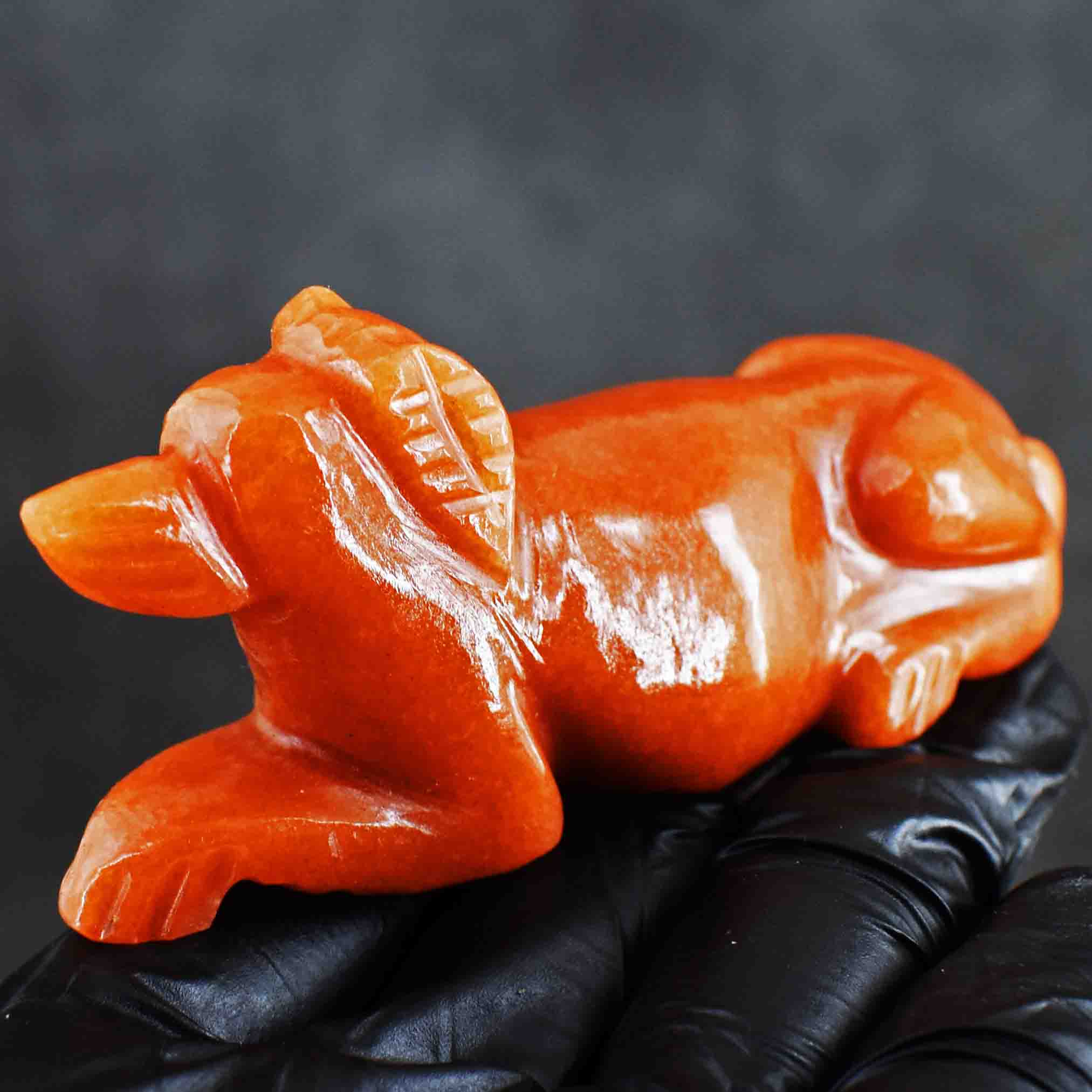 Genuine 458.00 Carats Exclusive Aventurine Hand Carved Crystal Gemstone Dog Carving 2026 Collection