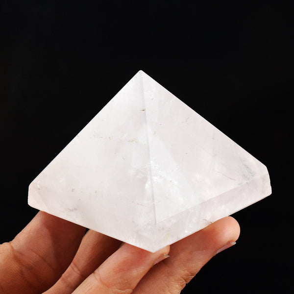 Natural 749.00 Cts Genuine Pink Rose Quartz Hand Carved Crystal Healing Gemstone Pyramid