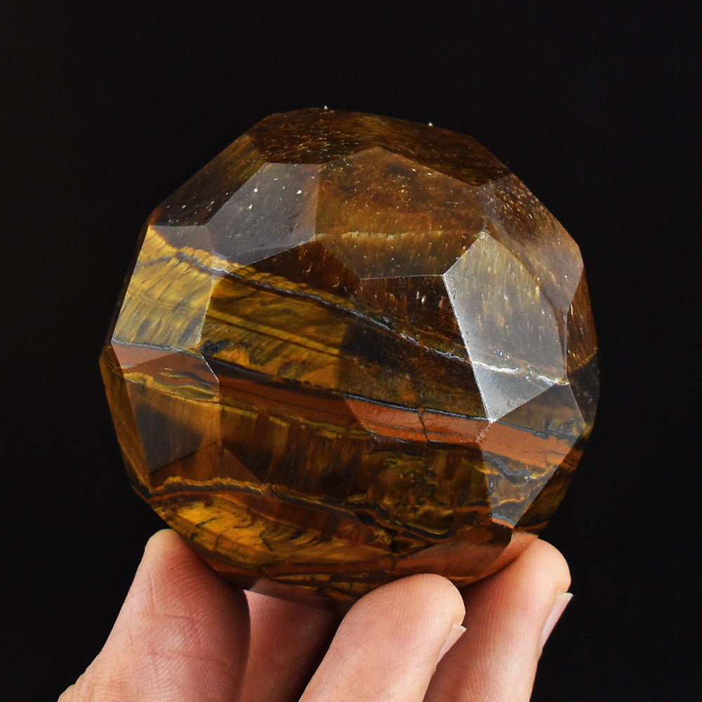 Natural 944.00 Carats Genuine Tiger Eye Hand Carved Checkers Cut Healing Crystal Sphere