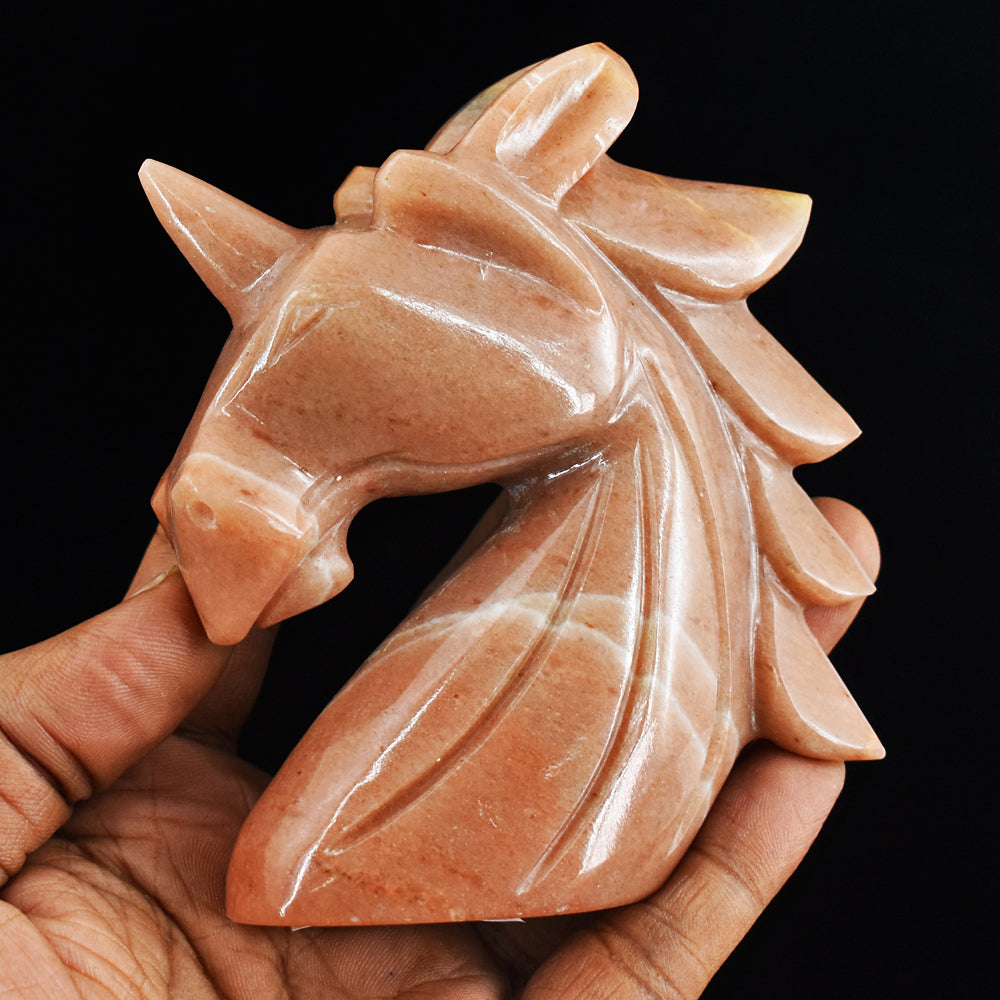 Craftsmen 1363.00 Cts Genuine Aventurine Hand Carved Crystal Gemstone Carving Unicorn Head