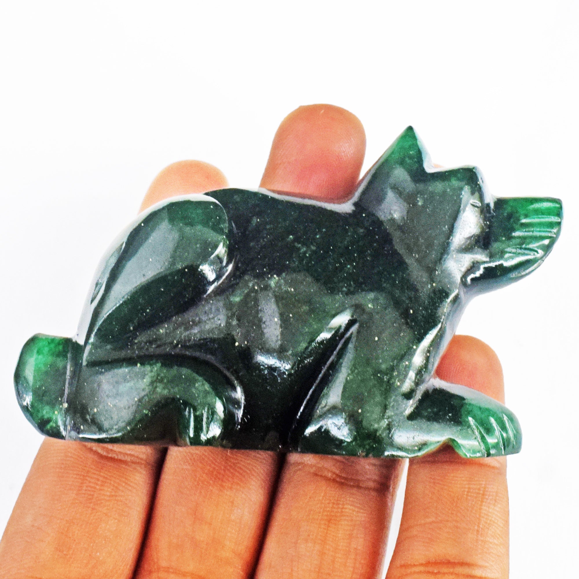 Stunning 390.00 Carats Genuine Green Jade  Hand Carved  Crystal Gemstone  Carving Dog 2026 Collection