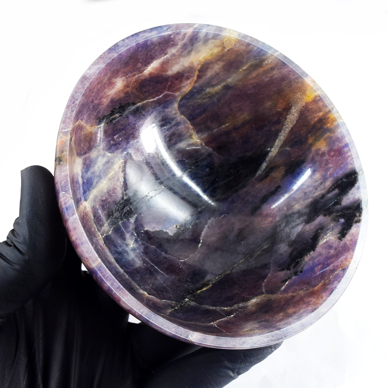 Manever 1164.00 Carats Genuine Iolite Hand Carved Crystal Gemstone Carving Big Bowl