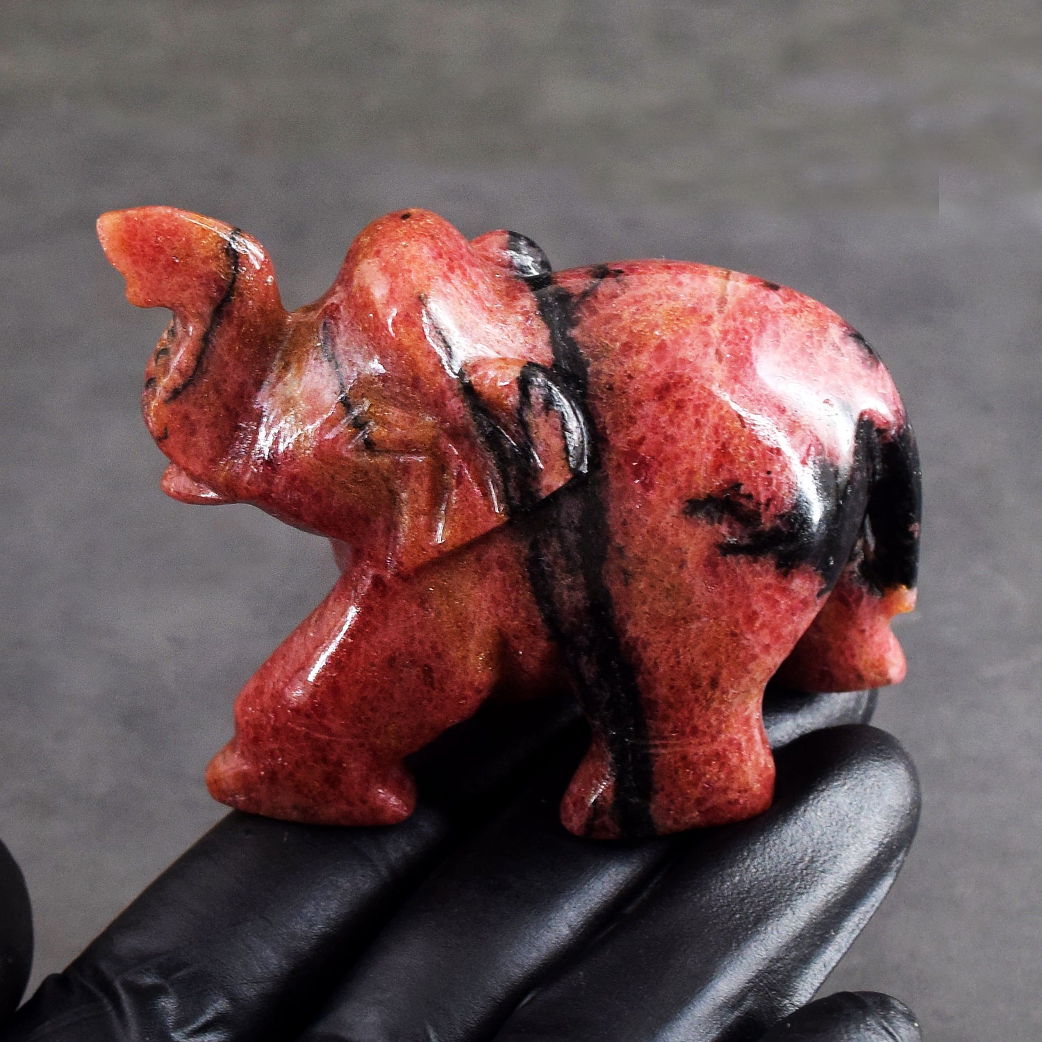 Gorgeous 942.00 Cts Genuine Pink Rhodonite Crystal Carved Premium Elephant