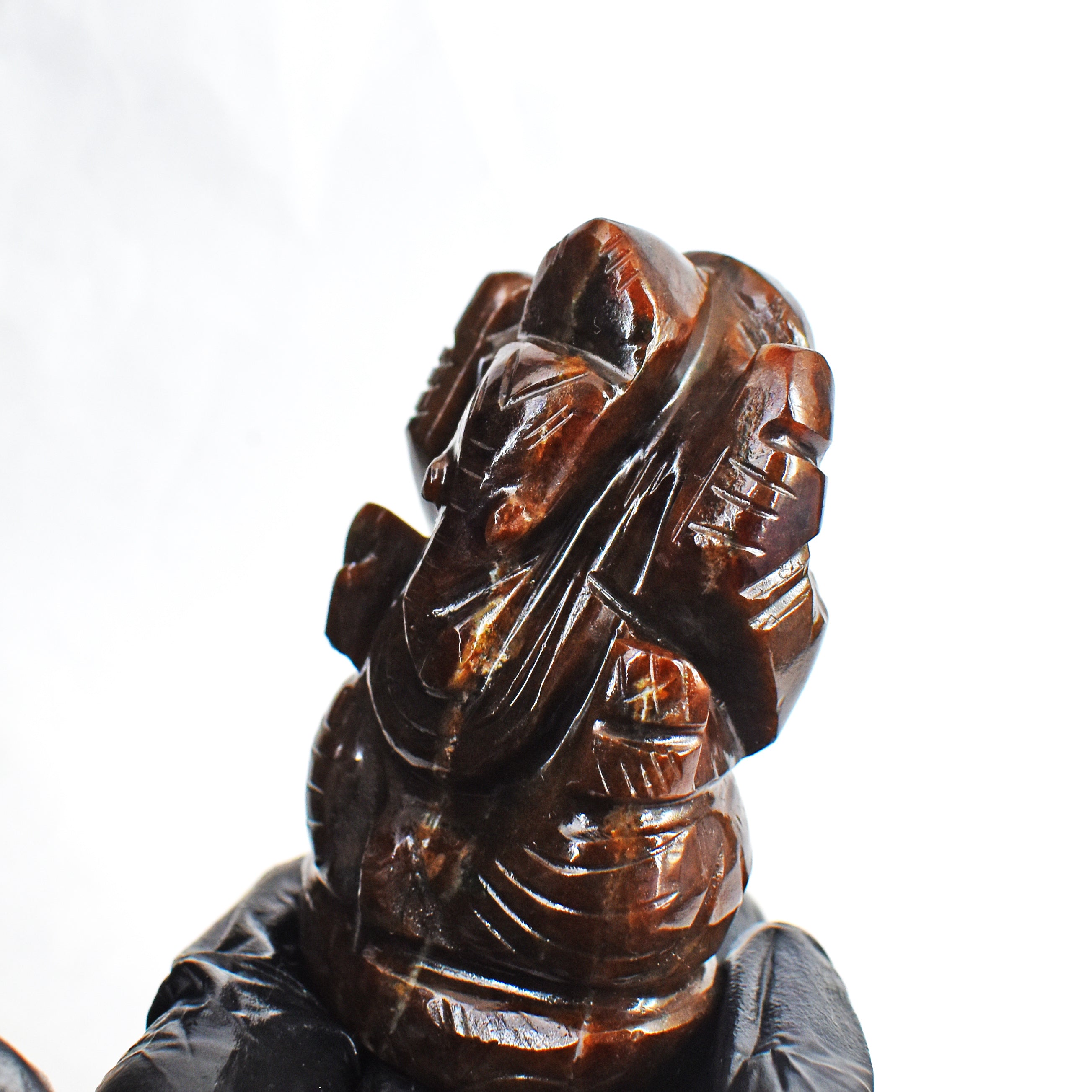 Exclusive 750.00 Cts Garnet Divine Hand Carved Crystal Gemstone Lord Ganesha Carving