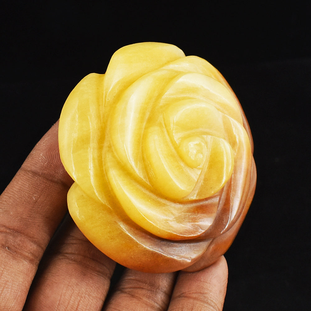 518.00 Carats  Genuine  Aventurine Hand Carved Crystal  Rose  Flower  Gemstone  Carving