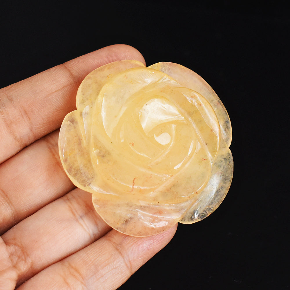Amazing  228.00 Cts Genuine  Aventurine  Hand  Carved  Crystal Rose  Flower  Gemstone  Carving
