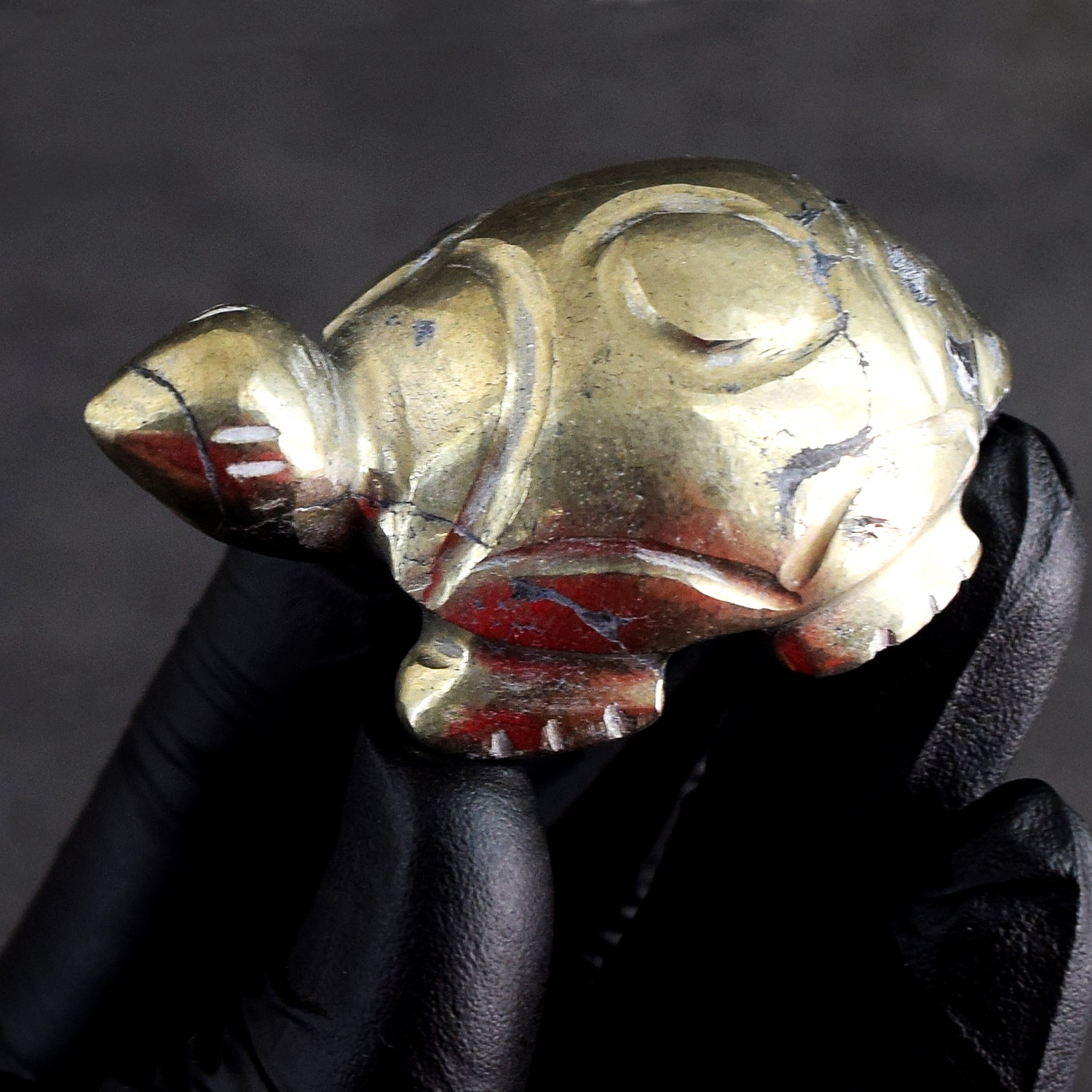 Outstanding 349.00 Cts Genuine Pyrite Hand Carved Gemstone Premium Turtle Crystal