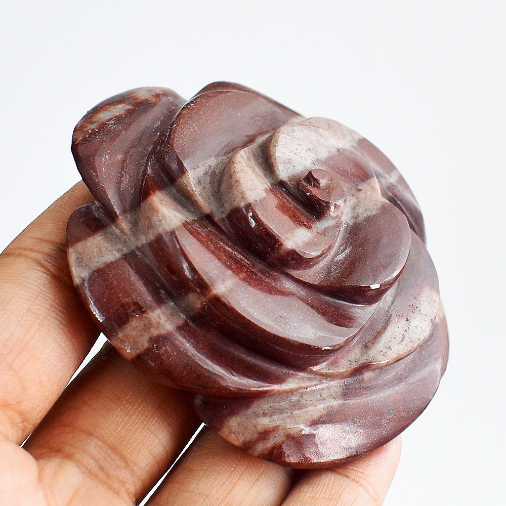 Gorgeous 472.00 Carats  Genuine Chocolate Jasper Hand  Carved  Crystal  Rose  Gemstone  Carving