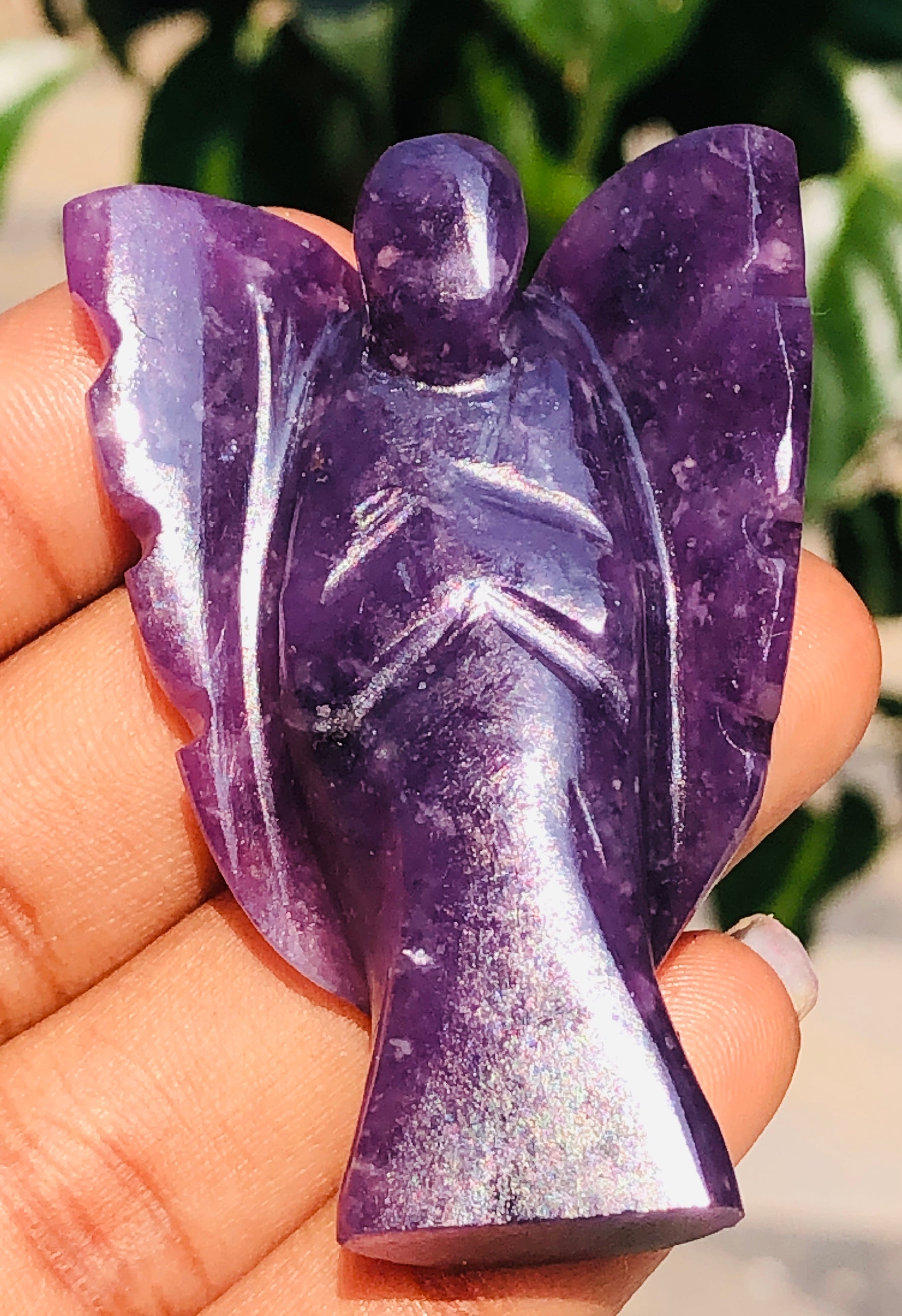 Miraculous 131.00 Cts Genuine Lepidolite Healing Premium Divine Crystal Angel