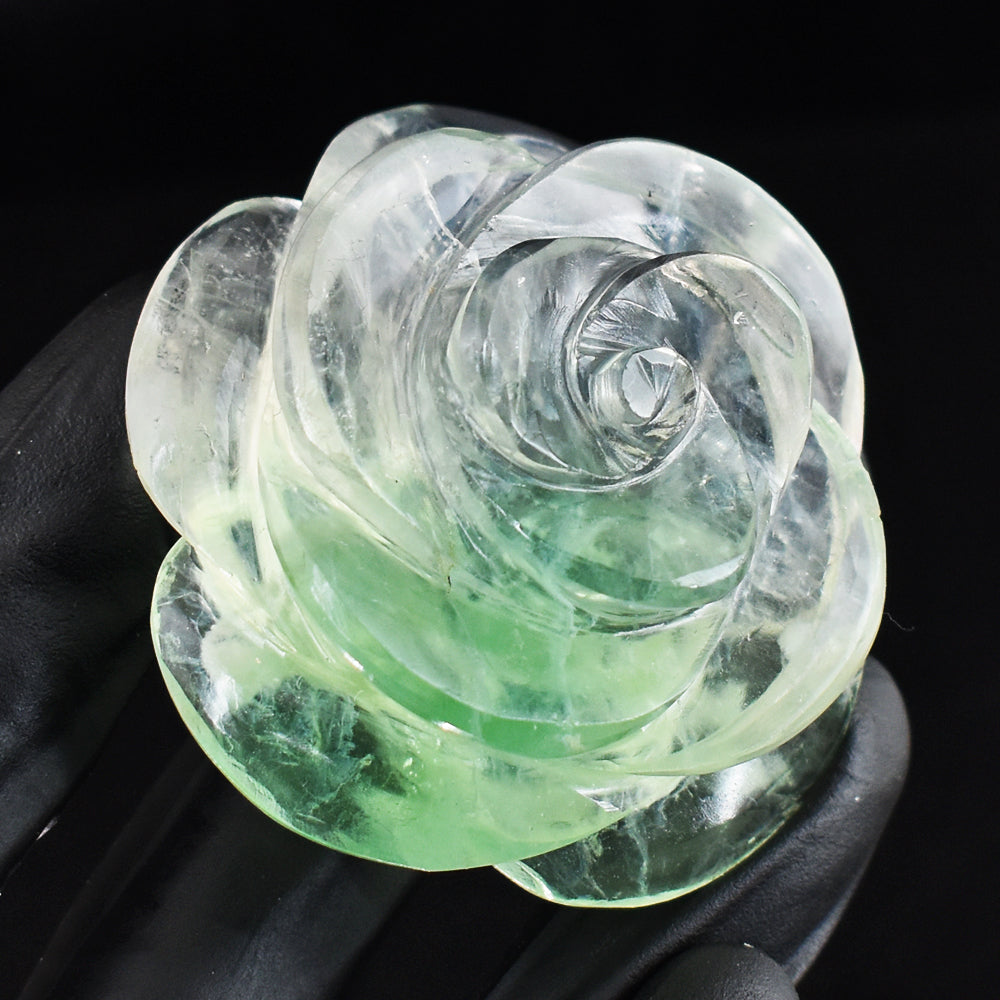 514.00 Cts Genuine Amazing Green Fluorite Hand Carved Crystal Rose Gemstone Carving