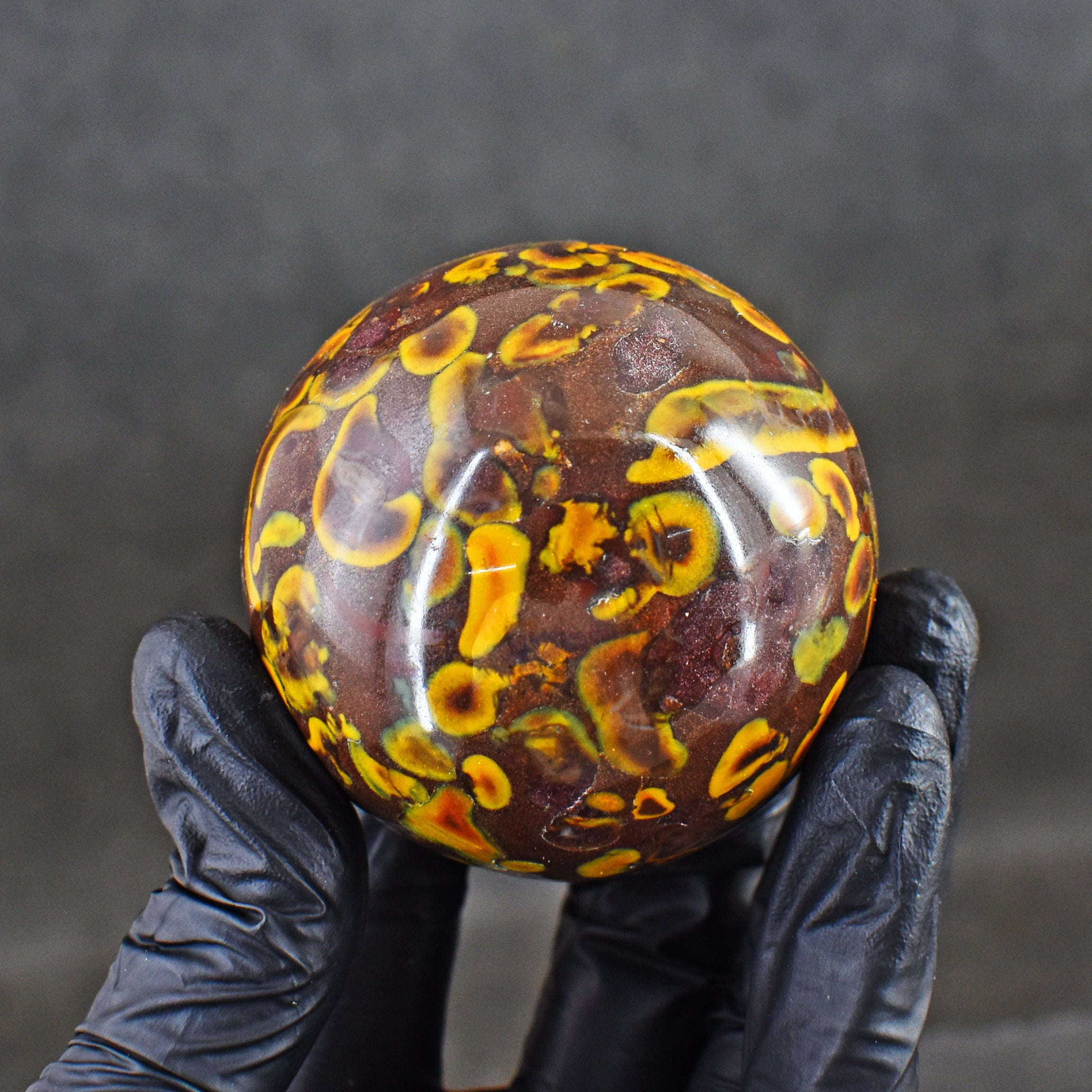 Decent 1080.00 Cts Genuine Fruit Jasper Hand Carved Crystal Healing Gemstone Sphere