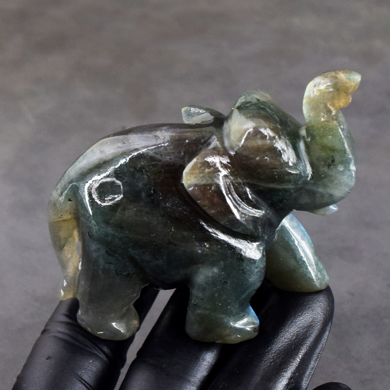 533.00 Cts Genuine Labradorite Premium Carved Crystal Elephant