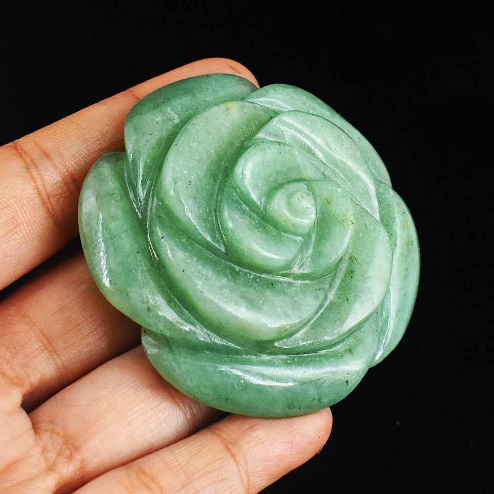 Beautiful 407.00 Carats  Genuine Green Aventurine  Hand Carved Crystal Gemstone Rose  Carving