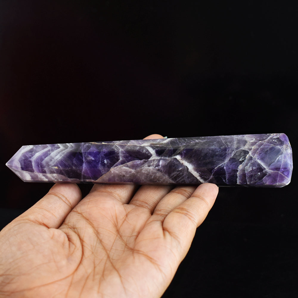 725.00 Carats  Genuine  Chevron  Amethyst  Hand  Carved  Crystal Gemstone  Healing  Point