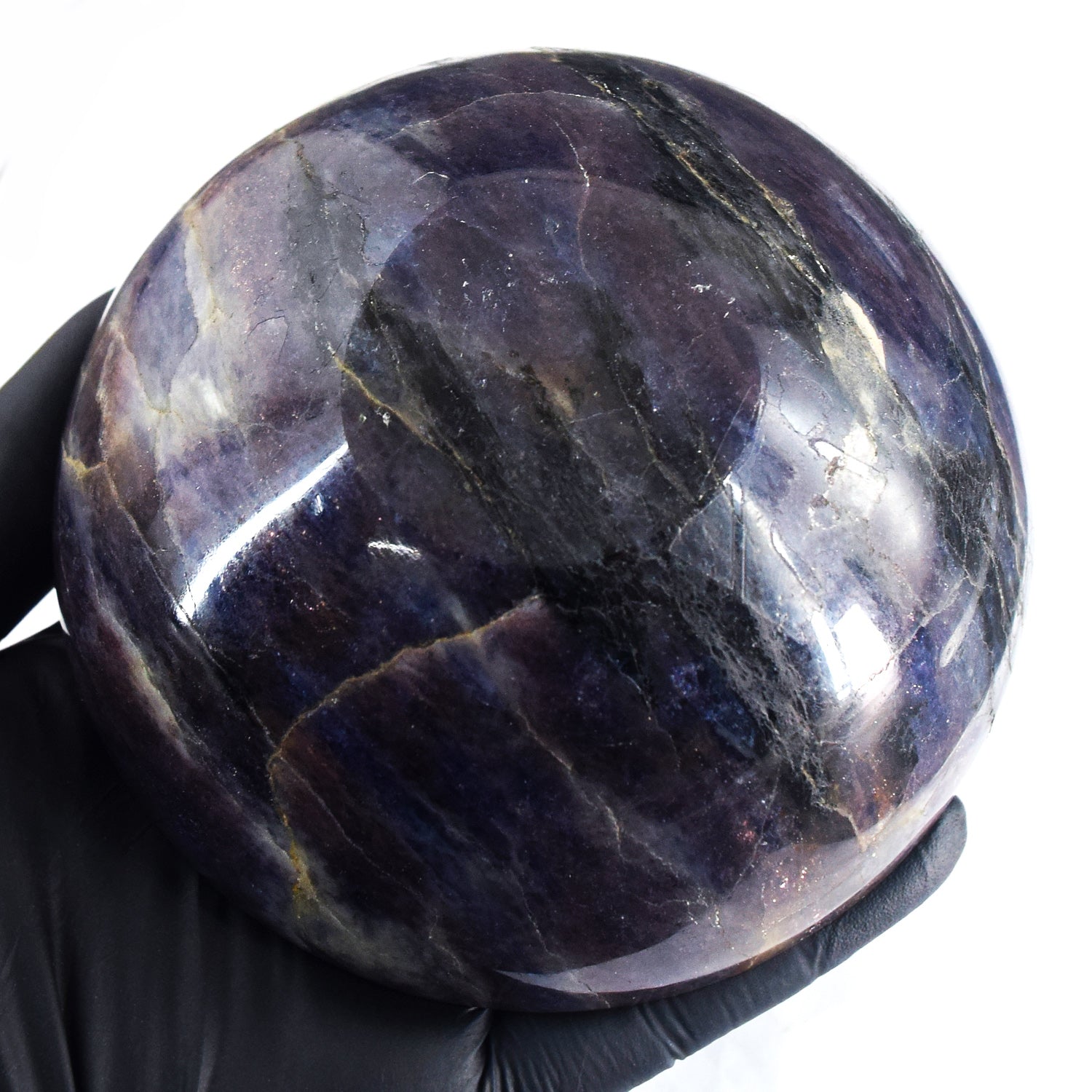 Manever 1164.00 Carats Genuine Iolite Hand Carved Crystal Gemstone Carving Big Bowl
