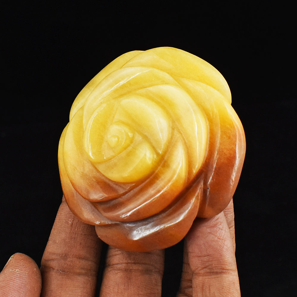 518.00 Carats  Genuine  Aventurine Hand Carved Crystal  Rose  Flower  Gemstone  Carving