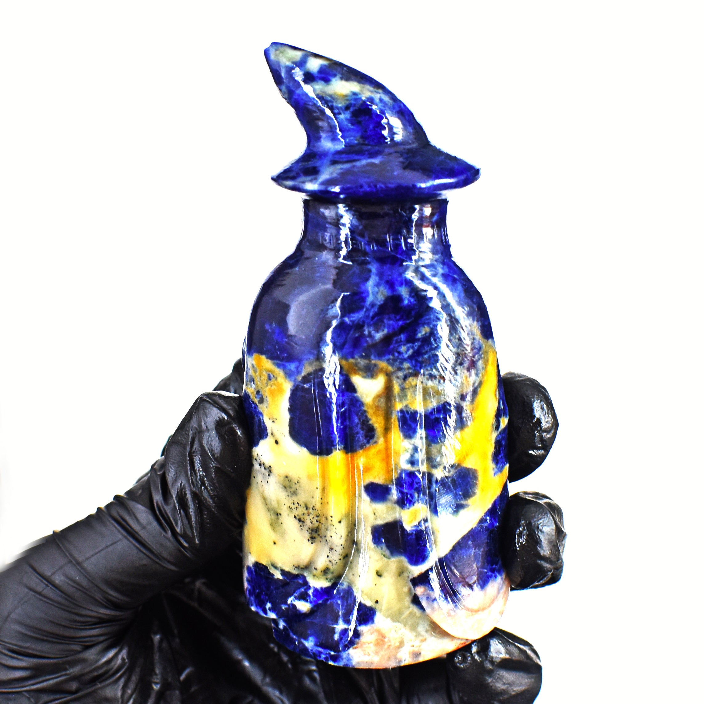 Genuine 678.00 Carats Sodalite Hand Carved Crystal Gemstone Wizard Carving