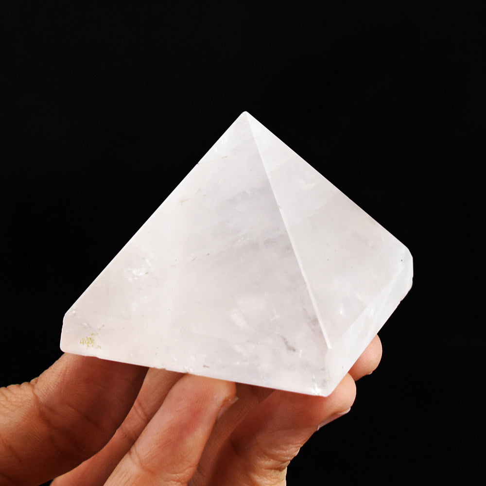 Natural 749.00 Cts Genuine Pink Rose Quartz Hand Carved Crystal Healing Gemstone Pyramid