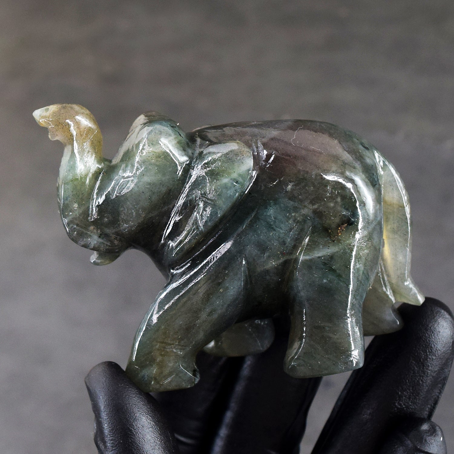 533.00 Cts Genuine Labradorite Premium Carved Crystal Elephant