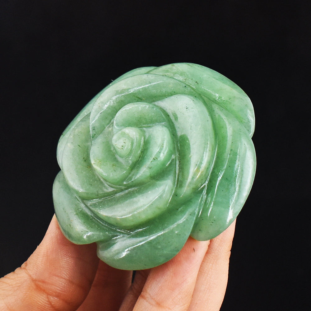 Beautiful 407.00 Carats  Genuine Green Aventurine  Hand Carved Crystal Gemstone Rose  Carving