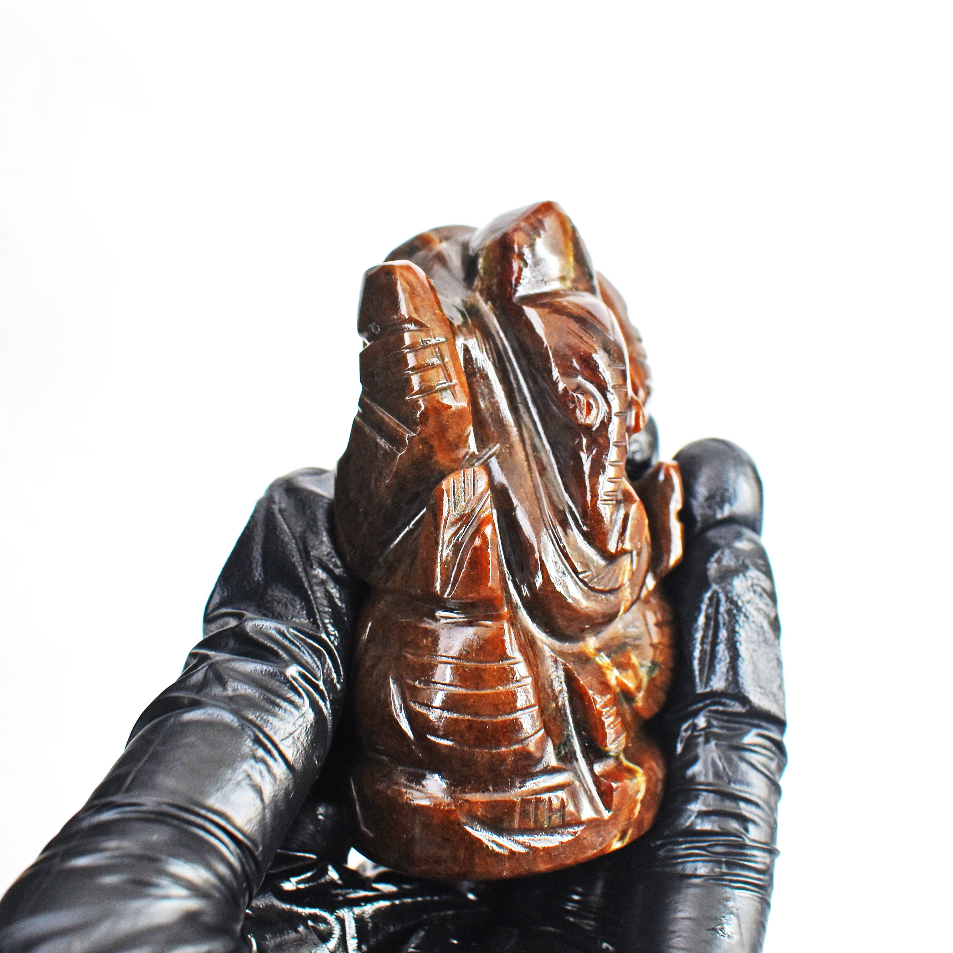 Exclusive 750.00 Cts Garnet Divine Hand Carved Crystal Gemstone Lord Ganesha Carving
