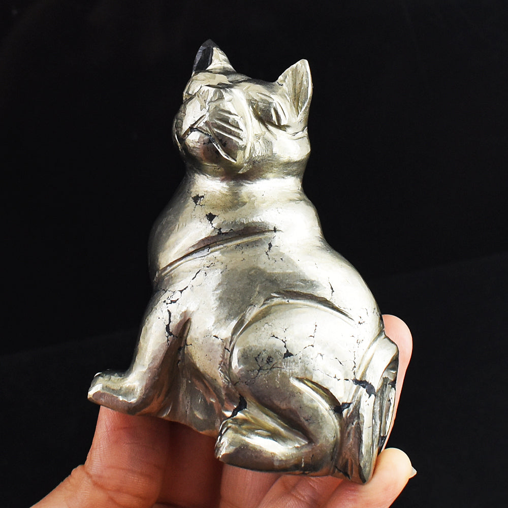 Awesome  2275.00  Carats  Genuine Pyrite Hand Carved Crystal Gemstone Cat Carving
