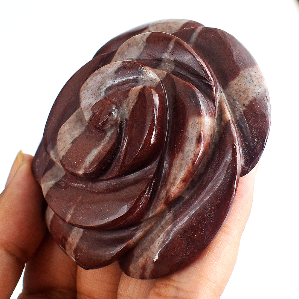 Gorgeous 472.00 Carats  Genuine Chocolate Jasper Hand  Carved  Crystal  Rose  Gemstone  Carving