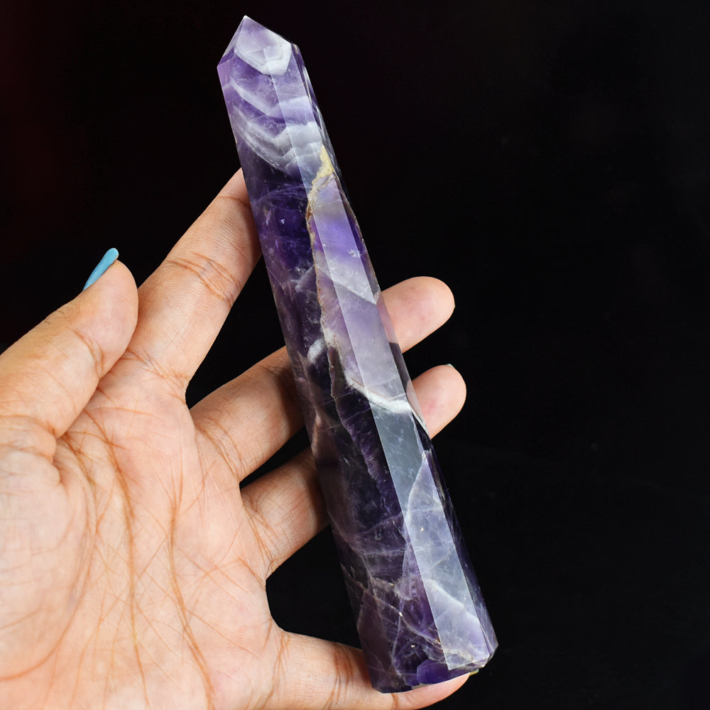 725.00 Carats  Genuine  Chevron  Amethyst  Hand  Carved  Crystal Gemstone  Healing  Point