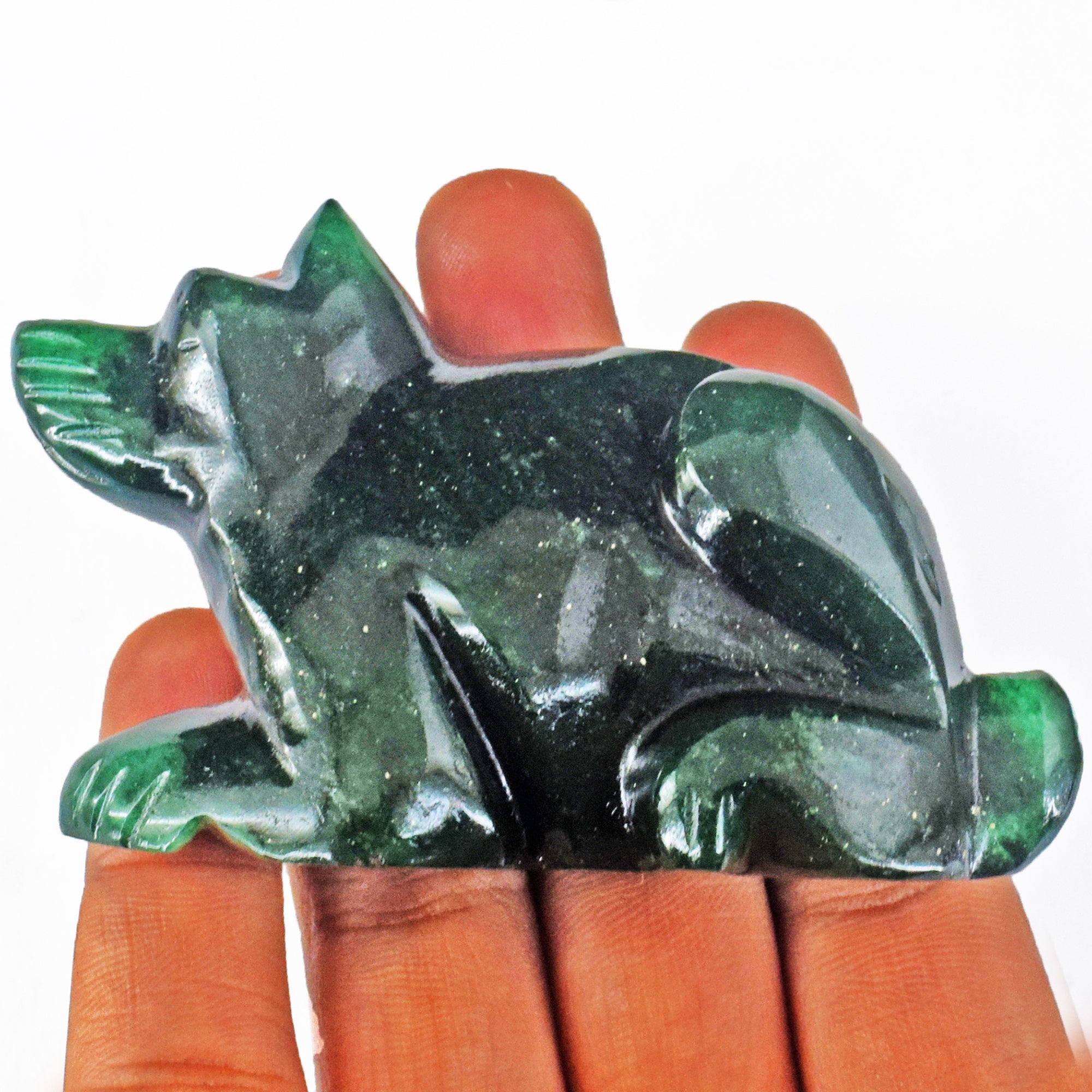 Stunning 390.00 Carats Genuine Green Jade  Hand Carved  Crystal Gemstone  Carving Dog 2026 Collection