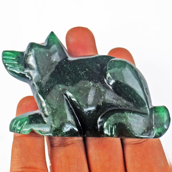 Stunning 390.00 Carats Genuine Green Jade  Hand Carved  Crystal Gemstone  Carving Dog 2026 Collection