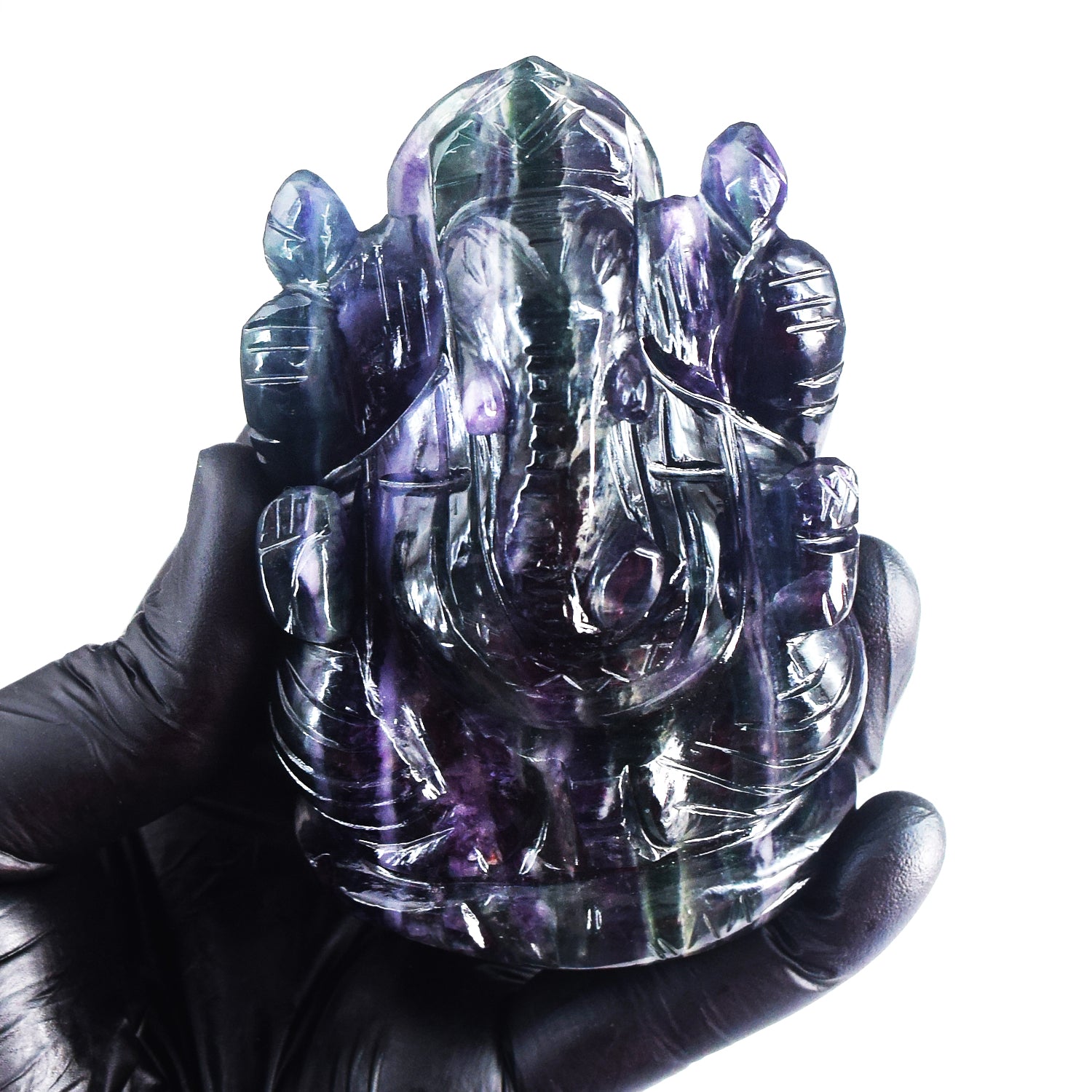 Alluring 1933.00 Cts Genuine Multicolor Fluorite Hand Carved Premium Lord Ganesha Crystal