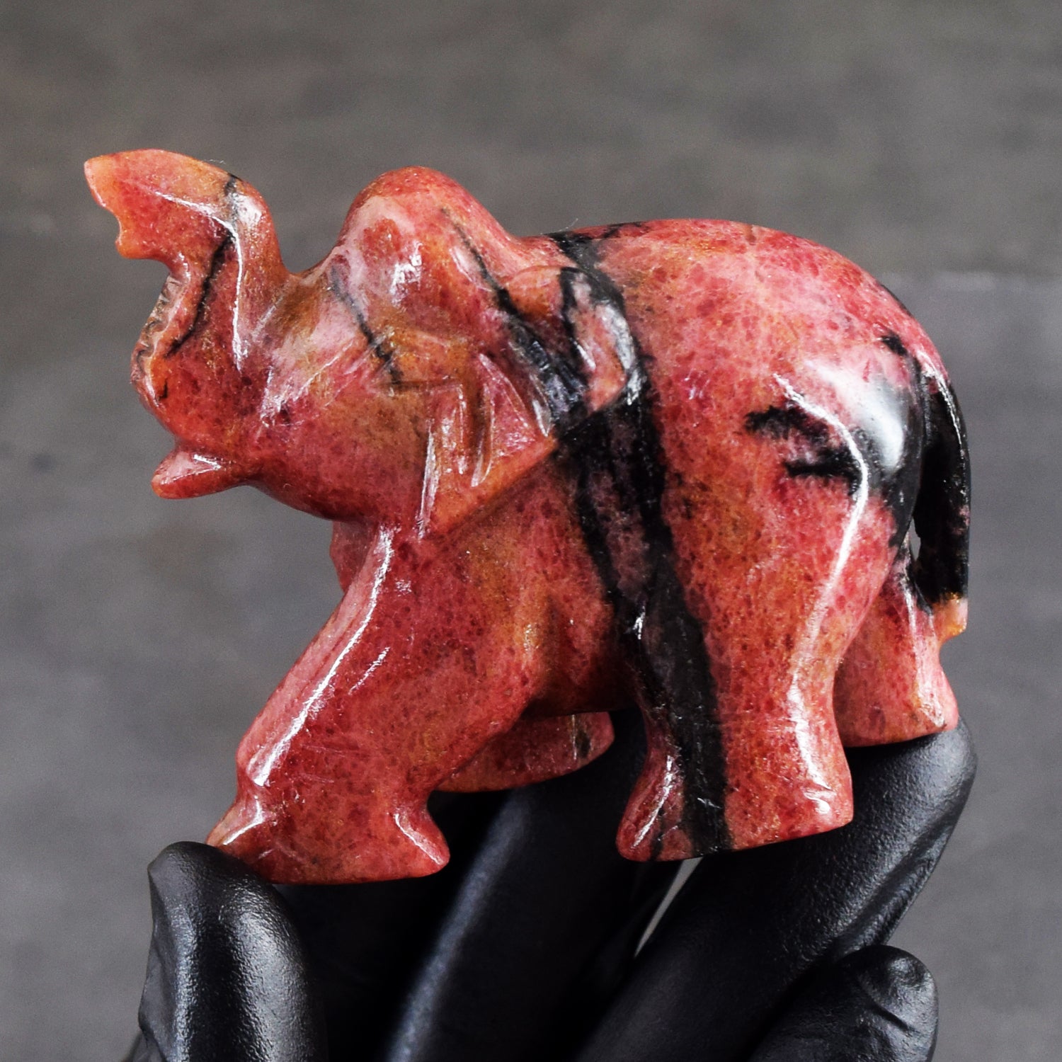 Gorgeous 942.00 Cts Genuine Pink Rhodonite Crystal Carved Premium Elephant