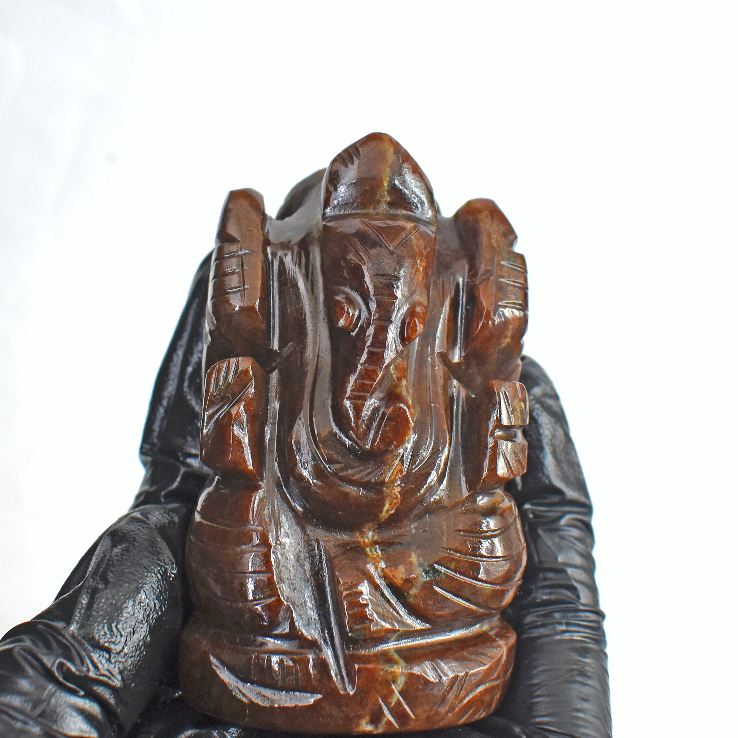 Exclusive 750.00 Cts Garnet Divine Hand Carved Crystal Gemstone Lord Ganesha Carving