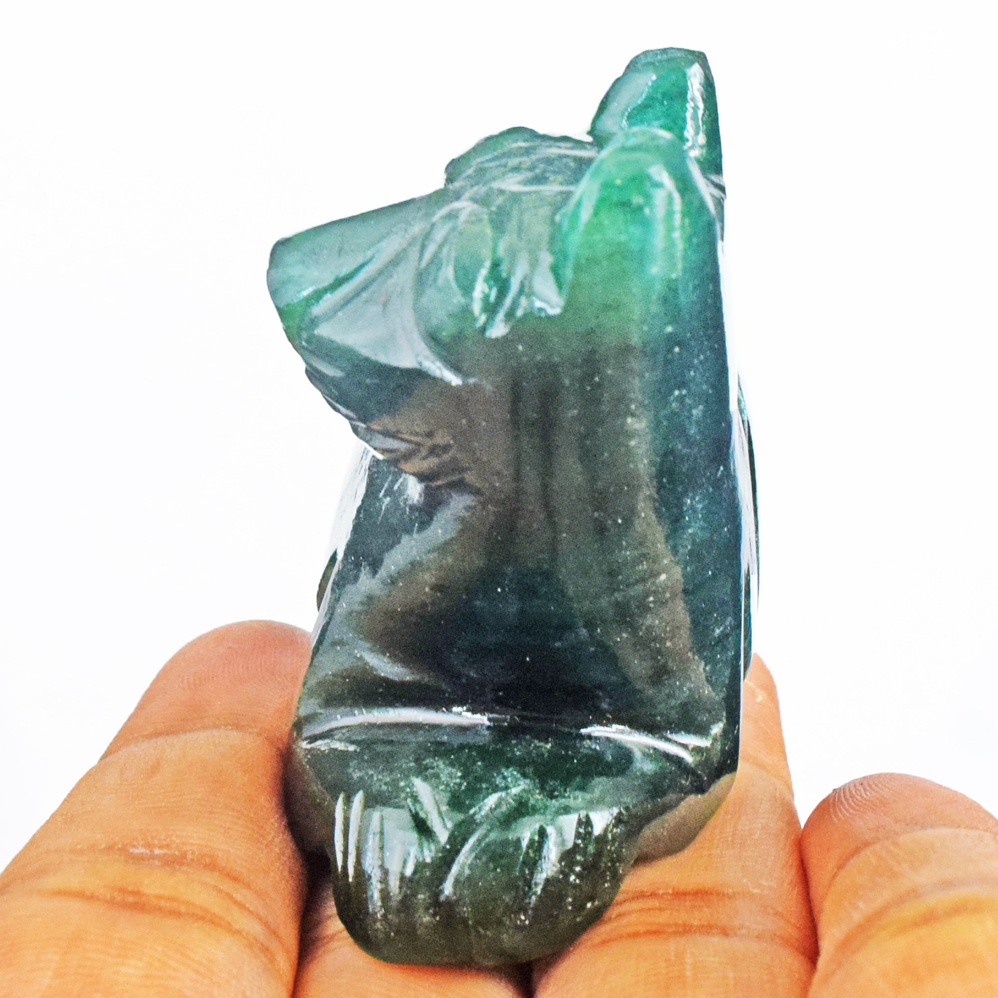 Stunning 390.00 Carats Genuine Green Jade  Hand Carved  Crystal Gemstone  Carving Dog 2026 Collection