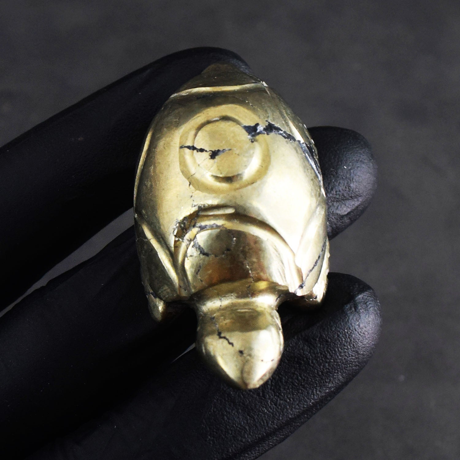 Graceful 264.00 Cts Genuine Pyrite Gemstone Hand Carved Premium Turtle Crystal