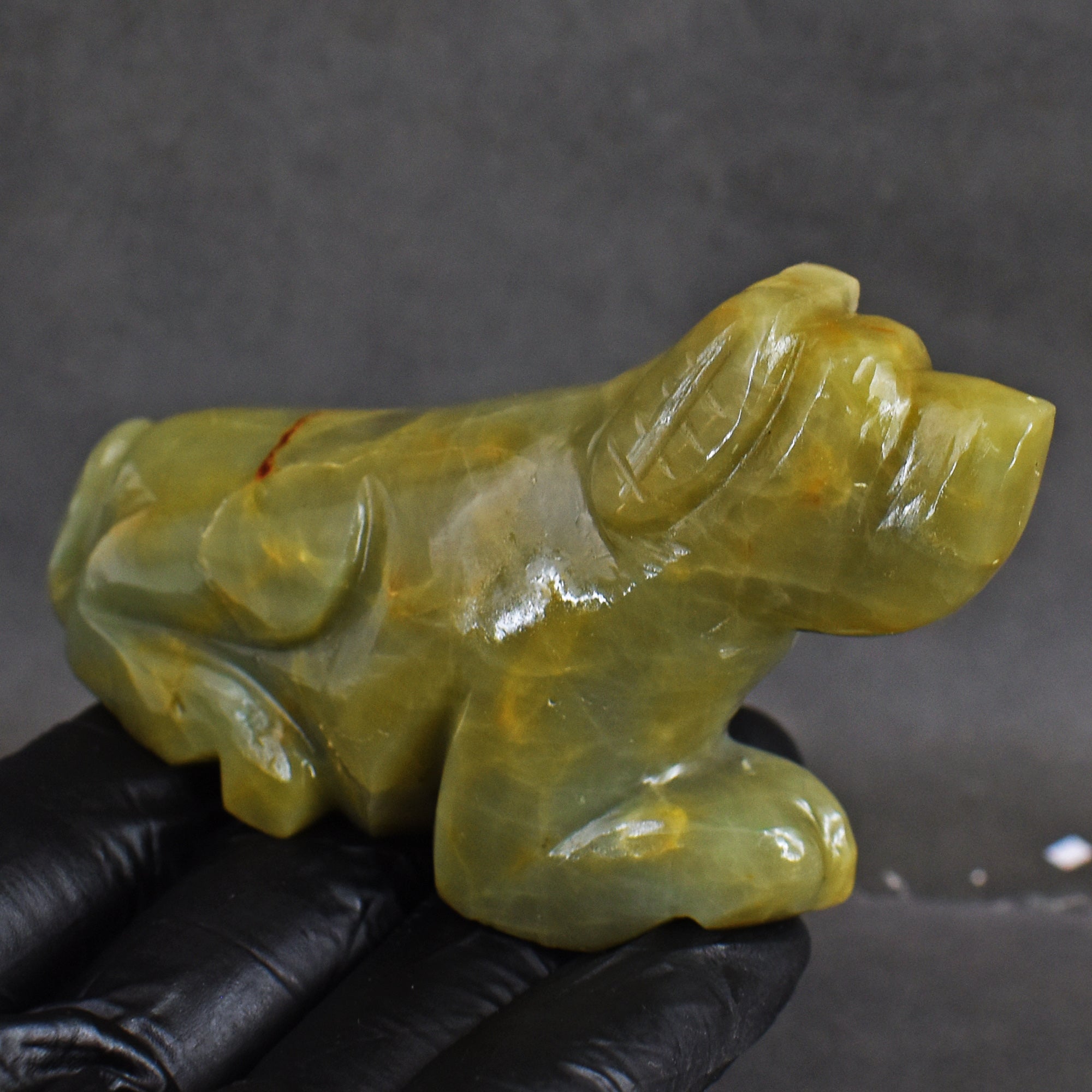 Natural 645.00 Carat Genuine Serpentine Hand Carved Crystal Gemstone Carving Dog  2026  Collection