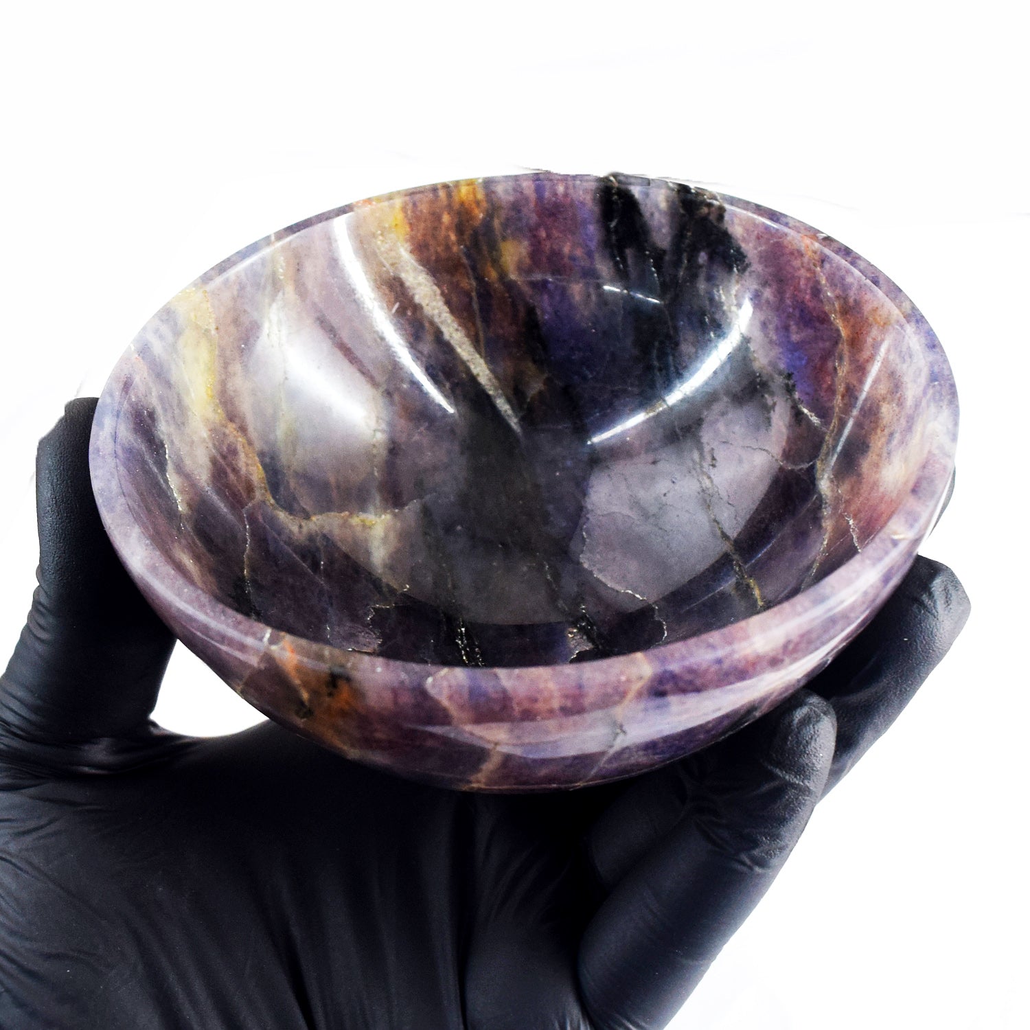 Manever 1164.00 Carats Genuine Iolite Hand Carved Crystal Gemstone Carving Big Bowl