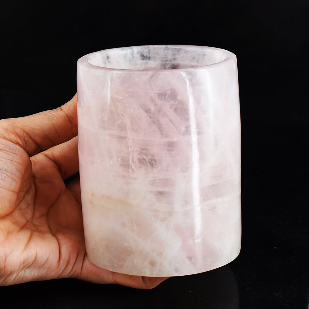 Natural Rose Quartz 3850.00 Carats Genuine Hand Carved Crystal Gemstone Carving Glass