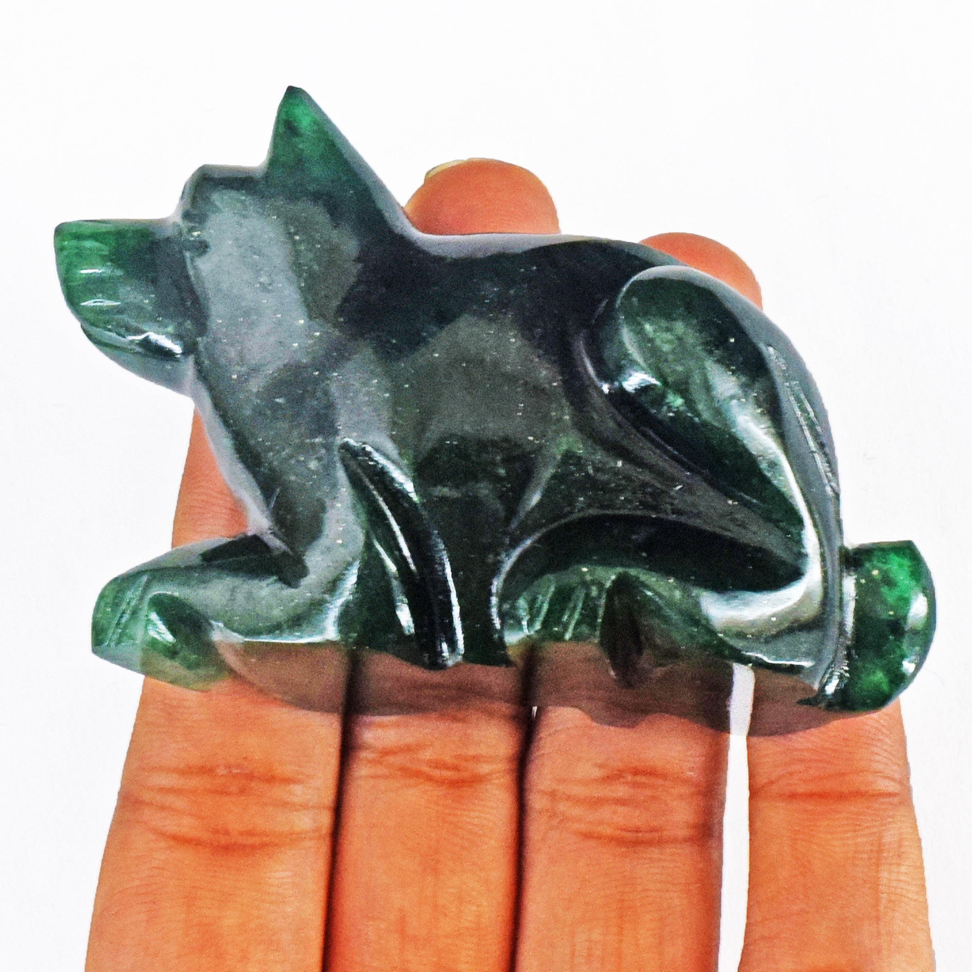 Stunning 390.00 Carats Genuine Green Jade  Hand Carved  Crystal Gemstone  Carving Dog 2026 Collection