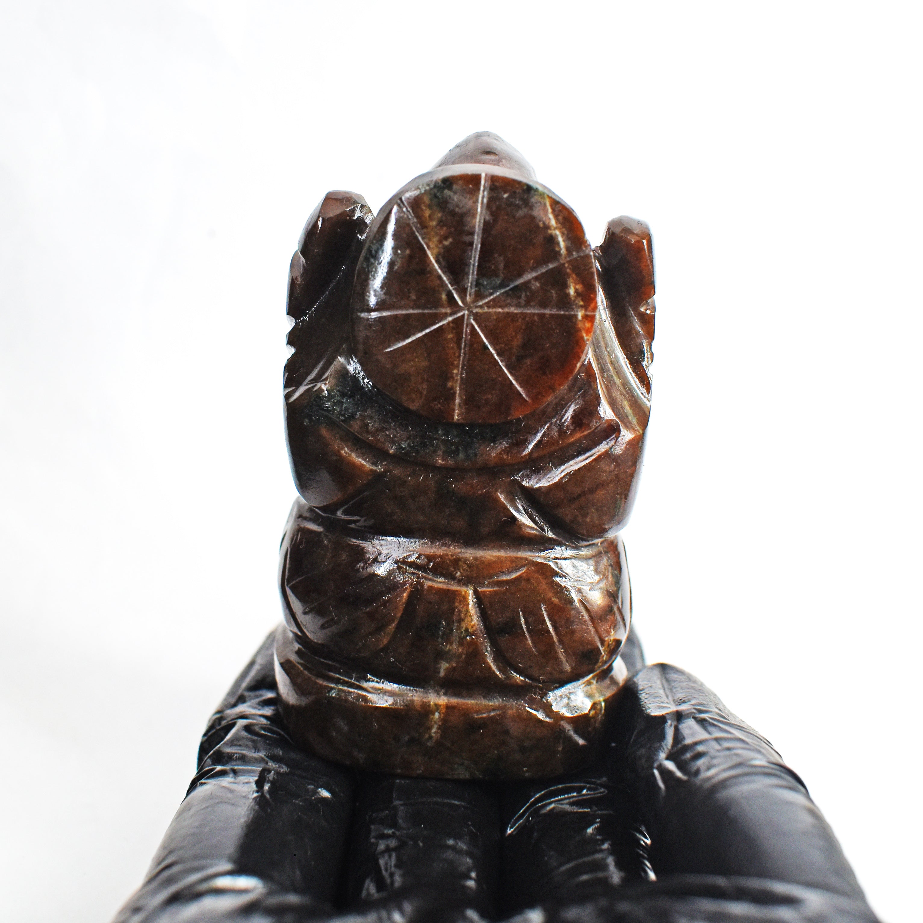Exclusive 750.00 Cts Garnet Divine Hand Carved Crystal Gemstone Lord Ganesha Carving