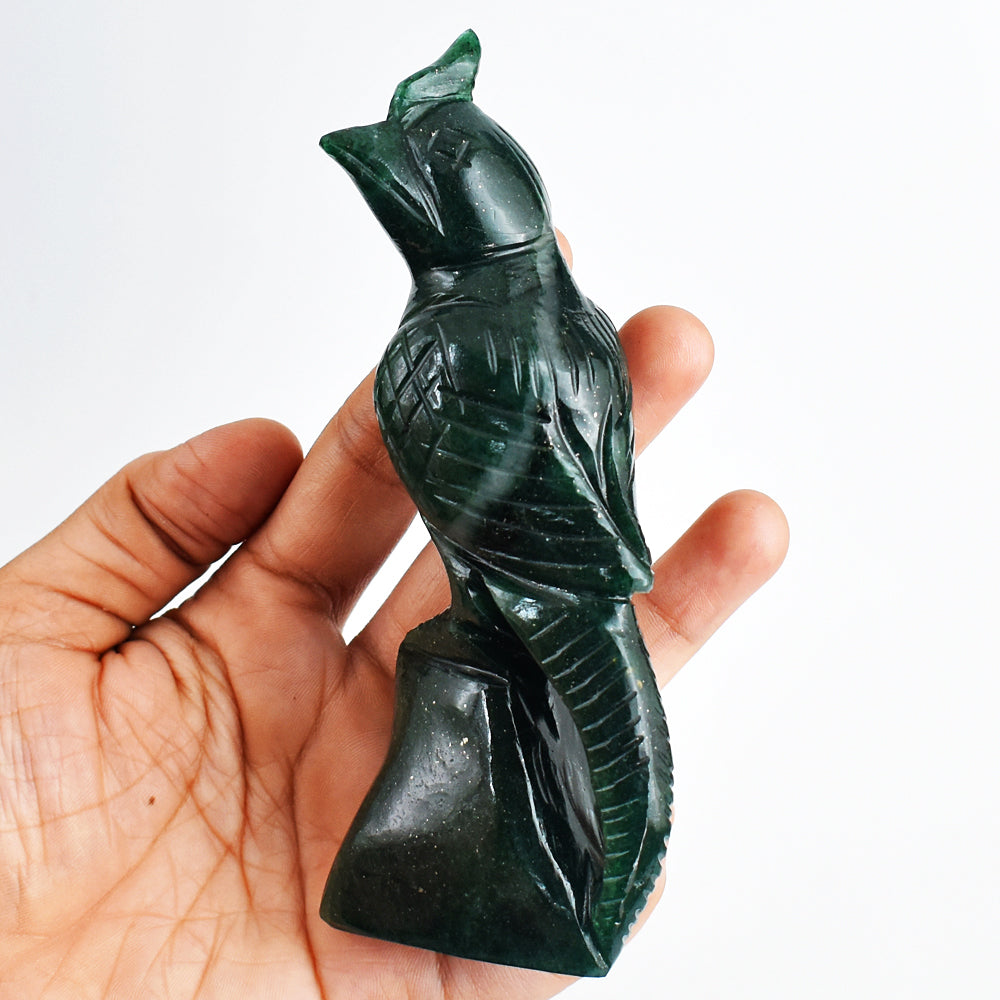 Natural 1271.00 Carats  Genuine Green Jade Hand Carved Crystal Gemstone Parrot Carving