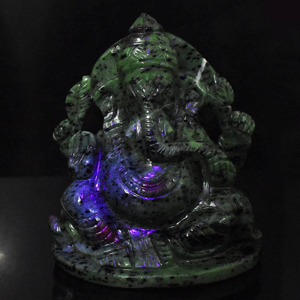 Beautiful  5410.00 Cts Genuine Ruby Zoisite Hand Carved Crystal Lord Ganesha Idol Gemstone Carving