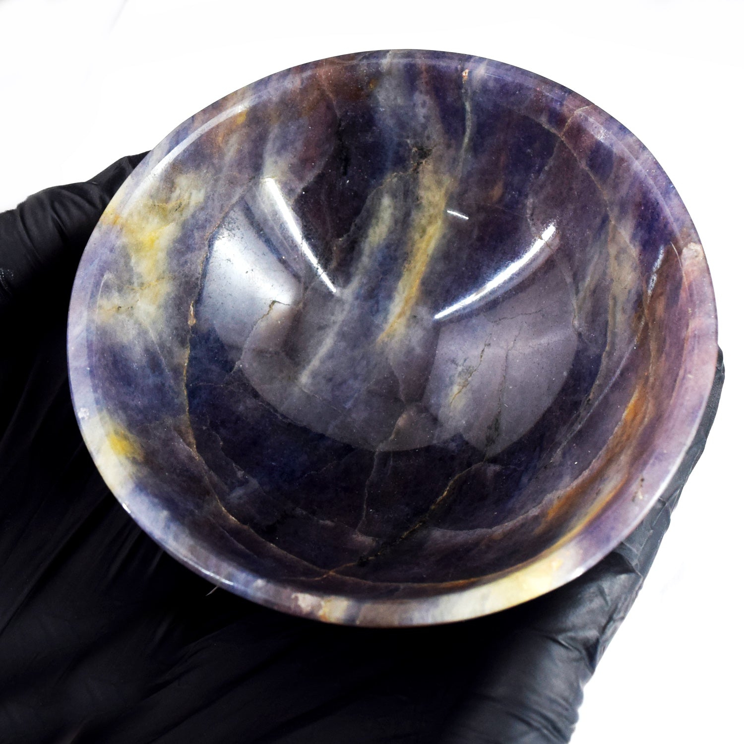 Manever 1164.00 Carats Genuine Iolite Hand Carved Crystal Gemstone Carving Big Bowl