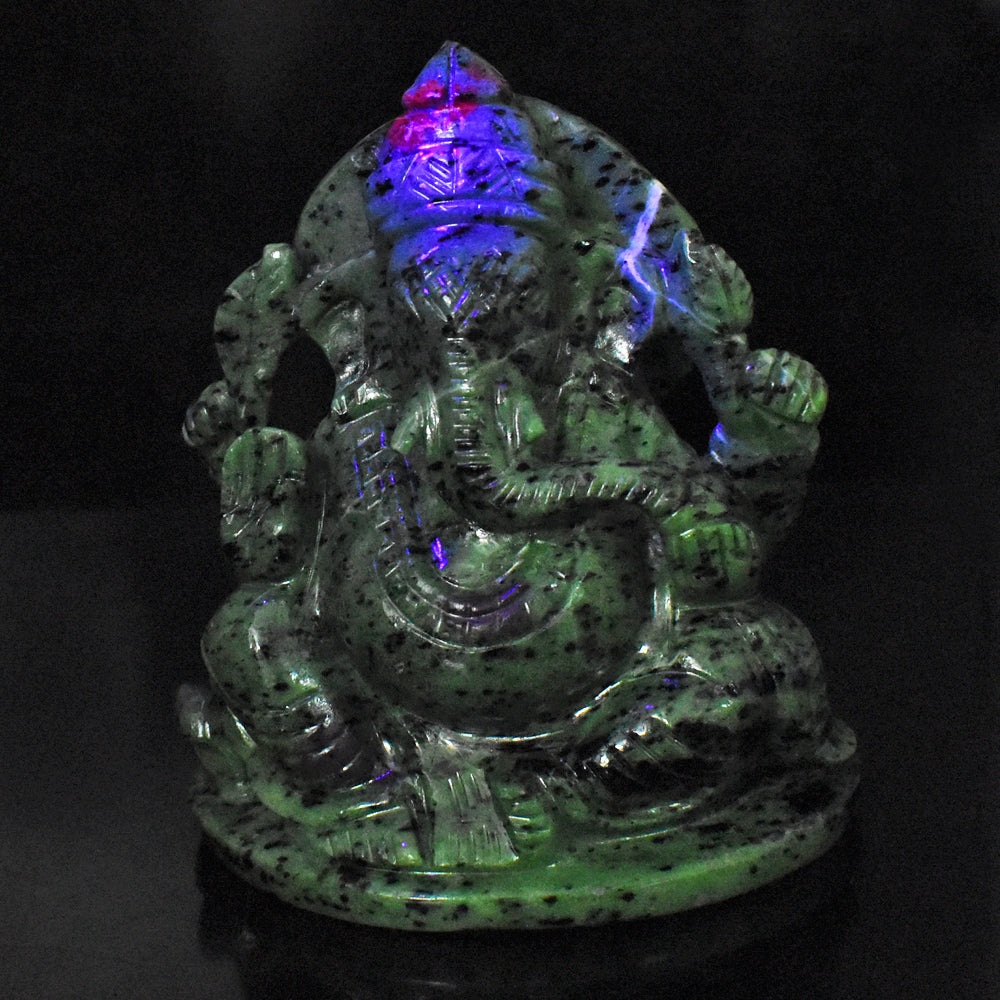 Beautiful  5410.00 Cts Genuine Ruby Zoisite Hand Carved Crystal Lord Ganesha Idol Gemstone Carving
