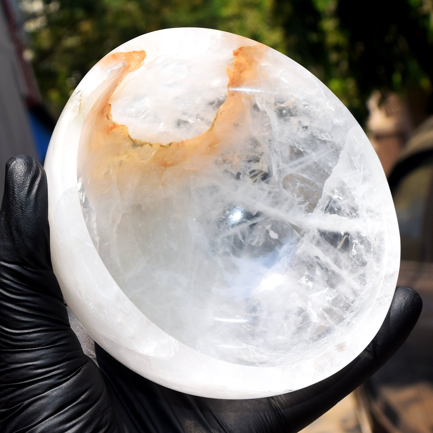 Glamourous 2188.00 Carats Genuine White Quartz Hand Carved Crystal Gemstone Carving Big Bowl
