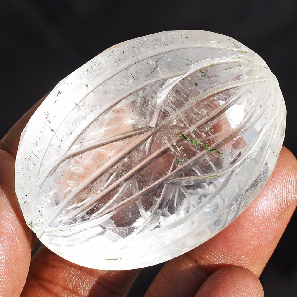 Natural 309.00 Cts  Genuine White Quartz Hand Carved Crystal Gemstone Carved Cabochon